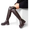 imageDREAM PAIRS Womens Platform Over The Knee Boots Lug Sole Round Toe Thigh High Long Chunky Block Heels Fall BootsBrownpu