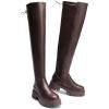imageDREAM PAIRS Womens Platform Over The Knee Boots Lug Sole Round Toe Thigh High Long Chunky Block Heels Fall BootsBrownpu