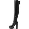 imageDREAM PAIRS Womens Platform Over The Knee Thigh High Boots Chunky High Heels Square Toe Long Fall Y2K Gogo BootsBlack