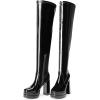 imageDREAM PAIRS Womens Platform Over The Knee Thigh High Boots Chunky High Heels Square Toe Long Fall Y2K Gogo BootsBlackpat
