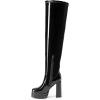 imageDREAM PAIRS Womens Platform Over The Knee Thigh High Boots Chunky High Heels Square Toe Long Fall Y2K Gogo BootsBlackpat