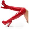 imageDREAM PAIRS Womens Platform Over The Knee Thigh High Boots Chunky High Heels Square Toe Long Fall Y2K Gogo BootsRedpat
