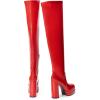 imageDREAM PAIRS Womens Platform Over The Knee Thigh High Boots Chunky High Heels Square Toe Long Fall Y2K Gogo BootsRedpat