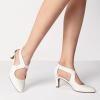 imageDREAM PAIRS Womens Pumps Closed Pointed Toe Kitten Heels Elegant Party Wedding Dress Shoes for WomenWhite