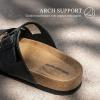 imageDREAM PAIRS Womens Slide Sandals Cork Footbed Open Toe Adjustable Flat Sandals Comfort Slip On Slippers for SummerBlack