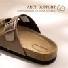 imageDREAM PAIRS Womens Slide Sandals Cork Footbed Open Toe Adjustable Flat Sandals Comfort Slip On Slippers for SummerBrown