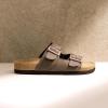 imageDREAM PAIRS Womens Slide Sandals Cork Footbed Open Toe Adjustable Flat Sandals Comfort Slip On Slippers for SummerBrown