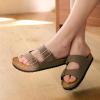 imageDREAM PAIRS Womens Slide Sandals Cork Footbed Open Toe Adjustable Flat Sandals Comfort Slip On Slippers for SummerBrown