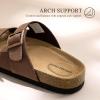 imageDREAM PAIRS Womens Slide Sandals Cork Footbed Open Toe Adjustable Flat Sandals Comfort Slip On Slippers for SummerDark Brown