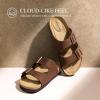 imageDREAM PAIRS Womens Slide Sandals Cork Footbed Open Toe Adjustable Flat Sandals Comfort Slip On Slippers for SummerDark Brown