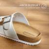 imageDREAM PAIRS Womens Slide Sandals Cork Footbed Open Toe Adjustable Flat Sandals Comfort Slip On Slippers for SummerWhite