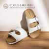 imageDREAM PAIRS Womens Slide Sandals Cork Footbed Open Toe Adjustable Flat Sandals Comfort Slip On Slippers for SummerWhite