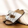 imageDREAM PAIRS Womens Slide Sandals Cork Footbed Open Toe Adjustable Flat Sandals Comfort Slip On Slippers for SummerWhite