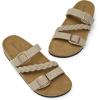 imageDREAM PAIRS Womens Slides Soft Cork Footbed Sandals Comfortable Walking Slipon Flat Sandals Arch Support Adjustable Buckle Braided Straps SlippersBeige