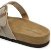 imageDREAM PAIRS Womens Slides Soft Cork Footbed Sandals Comfortable Walking Slipon Flat Sandals Arch Support Adjustable Buckle Braided Straps SlippersBeige