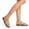 imageDREAM PAIRS Womens Slides Soft Cork Footbed Sandals Comfortable Walking Slipon Flat Sandals Arch Support Adjustable Buckle Braided Straps SlippersBeige