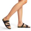 imageDREAM PAIRS Womens Slides Soft Cork Footbed Sandals Comfortable Walking Slipon Flat Sandals Arch Support Adjustable Buckle Braided Straps SlippersBlack