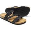 imageDREAM PAIRS Womens Slides Soft Cork Footbed Sandals Comfortable Walking Slipon Flat Sandals Arch Support Adjustable Buckle Braided Straps SlippersBlack