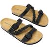 imageDREAM PAIRS Womens Slides Soft Cork Footbed Sandals Comfortable Walking Slipon Flat Sandals Arch Support Adjustable Buckle Braided Straps SlippersBlack