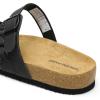 imageDREAM PAIRS Womens Slides Soft Cork Footbed Sandals Comfortable Walking Slipon Flat Sandals Arch Support Adjustable Buckle Braided Straps SlippersBlack
