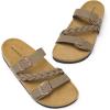 imageDREAM PAIRS Womens Slides Soft Cork Footbed Sandals Comfortable Walking Slipon Flat Sandals Arch Support Adjustable Buckle Braided Straps SlippersBrown