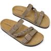 imageDREAM PAIRS Womens Slides Soft Cork Footbed Sandals Comfortable Walking Slipon Flat Sandals Arch Support Adjustable Buckle Braided Straps SlippersBrown