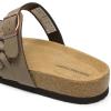 imageDREAM PAIRS Womens Slides Soft Cork Footbed Sandals Comfortable Walking Slipon Flat Sandals Arch Support Adjustable Buckle Braided Straps SlippersBrown