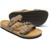imageDREAM PAIRS Womens Slides Soft Cork Footbed Sandals Comfortable Walking Slipon Flat Sandals Arch Support Adjustable Buckle Braided Straps SlippersBrown