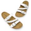 imageDREAM PAIRS Womens Slides Soft Cork Footbed Sandals Comfortable Walking Slipon Flat Sandals Arch Support Adjustable Buckle Braided Straps SlippersWhite