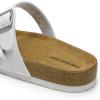 imageDREAM PAIRS Womens Slides Soft Cork Footbed Sandals Comfortable Walking Slipon Flat Sandals Arch Support Adjustable Buckle Braided Straps SlippersWhite