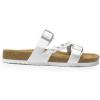 imageDREAM PAIRS Womens Slides Soft Cork Footbed Sandals Comfortable Walking Slipon Flat Sandals Arch Support Adjustable Buckle Braided Straps SlippersWhite