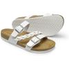 imageDREAM PAIRS Womens Slides Soft Cork Footbed Sandals Comfortable Walking Slipon Flat Sandals Arch Support Adjustable Buckle Braided Straps SlippersWhite