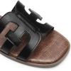 imageDREAM PAIRS Womens Slipon Slides Open Toe Dressy Flat Slide Sandals Fashion Classic Summer Beach SlippersBlack