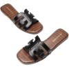 imageDREAM PAIRS Womens Slipon Slides Open Toe Dressy Flat Slide Sandals Fashion Classic Summer Beach SlippersBlack