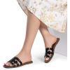 imageDREAM PAIRS Womens Slipon Slides Open Toe Dressy Flat Slide Sandals Fashion Classic Summer Beach SlippersBlack