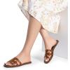 imageDREAM PAIRS Womens Slipon Slides Open Toe Dressy Flat Slide Sandals Fashion Classic Summer Beach SlippersBrownpu