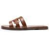 imageDREAM PAIRS Womens Slipon Slides Open Toe Dressy Flat Slide Sandals Fashion Classic Summer Beach SlippersBrownpu