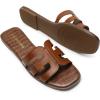 imageDREAM PAIRS Womens Slipon Slides Open Toe Dressy Flat Slide Sandals Fashion Classic Summer Beach SlippersBrownpu