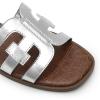 imageDREAM PAIRS Womens Slipon Slides Open Toe Dressy Flat Slide Sandals Fashion Classic Summer Beach SlippersSilver