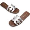 imageDREAM PAIRS Womens Slipon Slides Open Toe Dressy Flat Slide Sandals Fashion Classic Summer Beach SlippersSilver