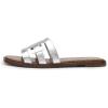 imageDREAM PAIRS Womens Slipon Slides Open Toe Dressy Flat Slide Sandals Fashion Classic Summer Beach SlippersSilver