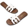 imageDREAM PAIRS Womens Slipon Slides Open Toe Dressy Flat Slide Sandals Fashion Classic Summer Beach SlippersWhite