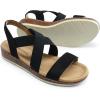 imageDREAM PAIRS Womens Summer Dressy Low Wedge Heels Comfortable Slip on Casual Flat Sandals for Walking VacationBlacksuede