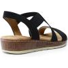 imageDREAM PAIRS Womens Summer Dressy Low Wedge Heels Comfortable Slip on Casual Flat Sandals for Walking VacationBlacksuede