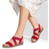 imageDREAM PAIRS Womens Summer Dressy Low Wedge Heels Comfortable Slip on Casual Flat Sandals for Walking VacationRed
