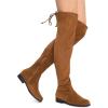 imageDREAM PAIRS Womens Thigh High Boots Low Block Heel Casual Fashion Over the Knee BootsTansuede