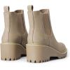 imageDREAM PAIRS Womens Wedge Chelsea Ankle Boots Fashion Round Toe Low Wedge Heel Platform Booties ShoesTaupenubuck