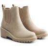 imageDREAM PAIRS Womens Wedge Chelsea Ankle Boots Fashion Round Toe Low Wedge Heel Platform Booties ShoesTaupenubuck