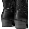 imageDREAM PAIRS Womens Western Cowboy Cowgirl Embroidered Ankle Boots Fashion Low chunky Heel Round Toe Fall Short Booties ShoesBlack