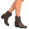imageDREAM PAIRS Womens Western Cowboy Cowgirl Embroidered Ankle Boots Fashion Low chunky Heel Round Toe Fall Short Booties ShoesBrown